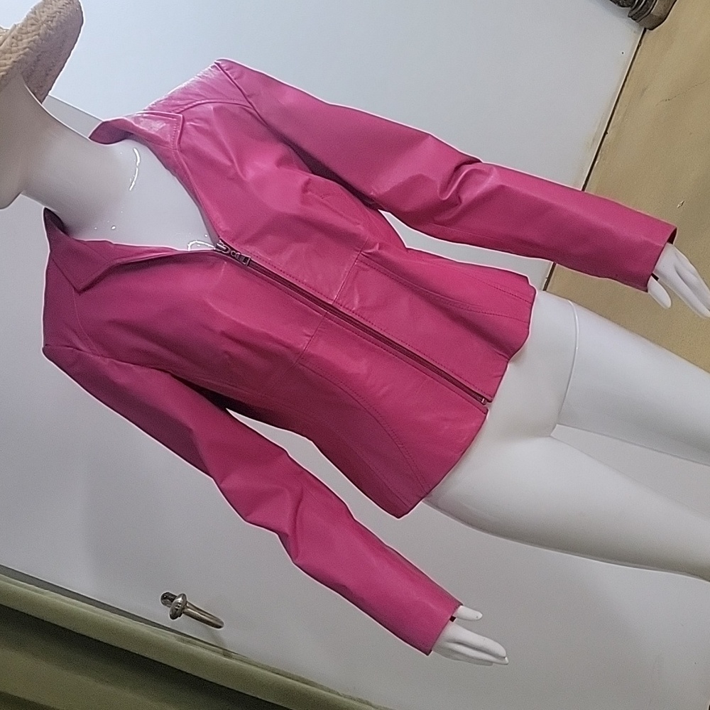 Danier Hot Pink Women's Leather Zip Jacket